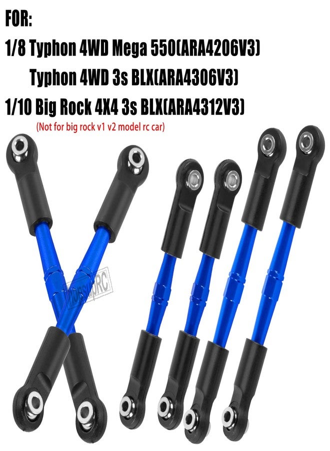 hopsupRC Adjustable Turnbuckles Camber Upgrades Part for 1/8 Typhon 4WD 3S MEGA 550 BLX,1/10 Big Rock 4X4 V3 3S BLX RC Car,Tie Rod Set Link Linkage Rod,Adjustable Links Steering Links,(Navy Blue). - Image 2